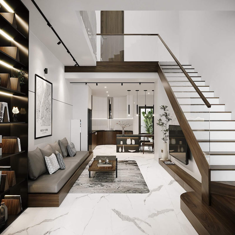 Cầu thang nhà ống thẳng