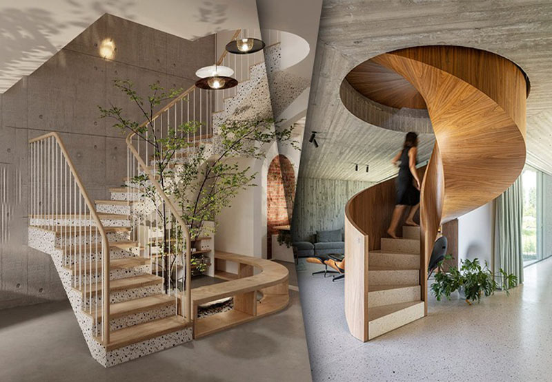 Cầu thang nhà ống uốn cong