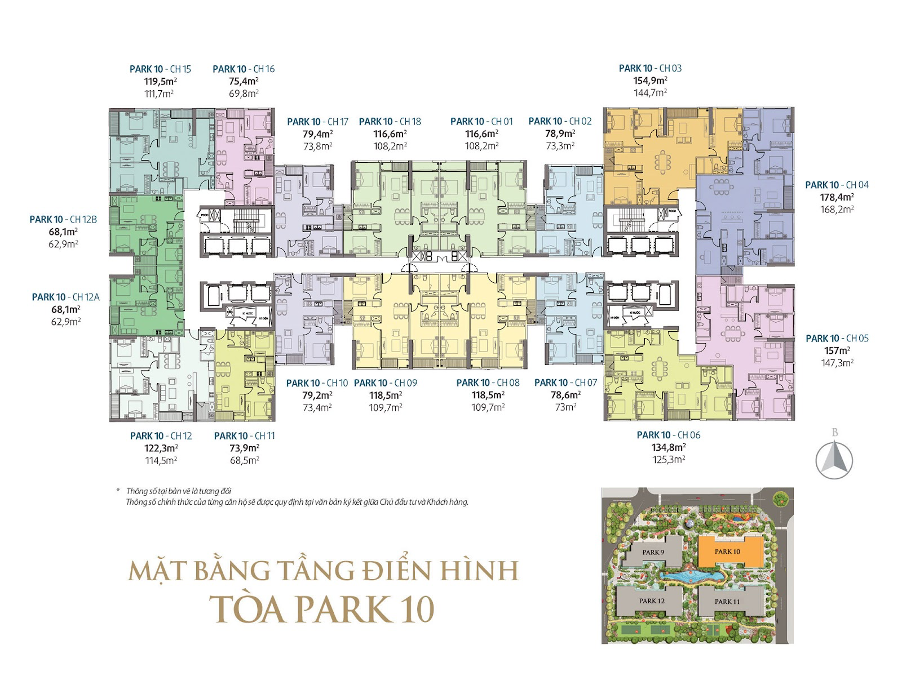 Mặt bằng tòa P10 Vinhomes Times City