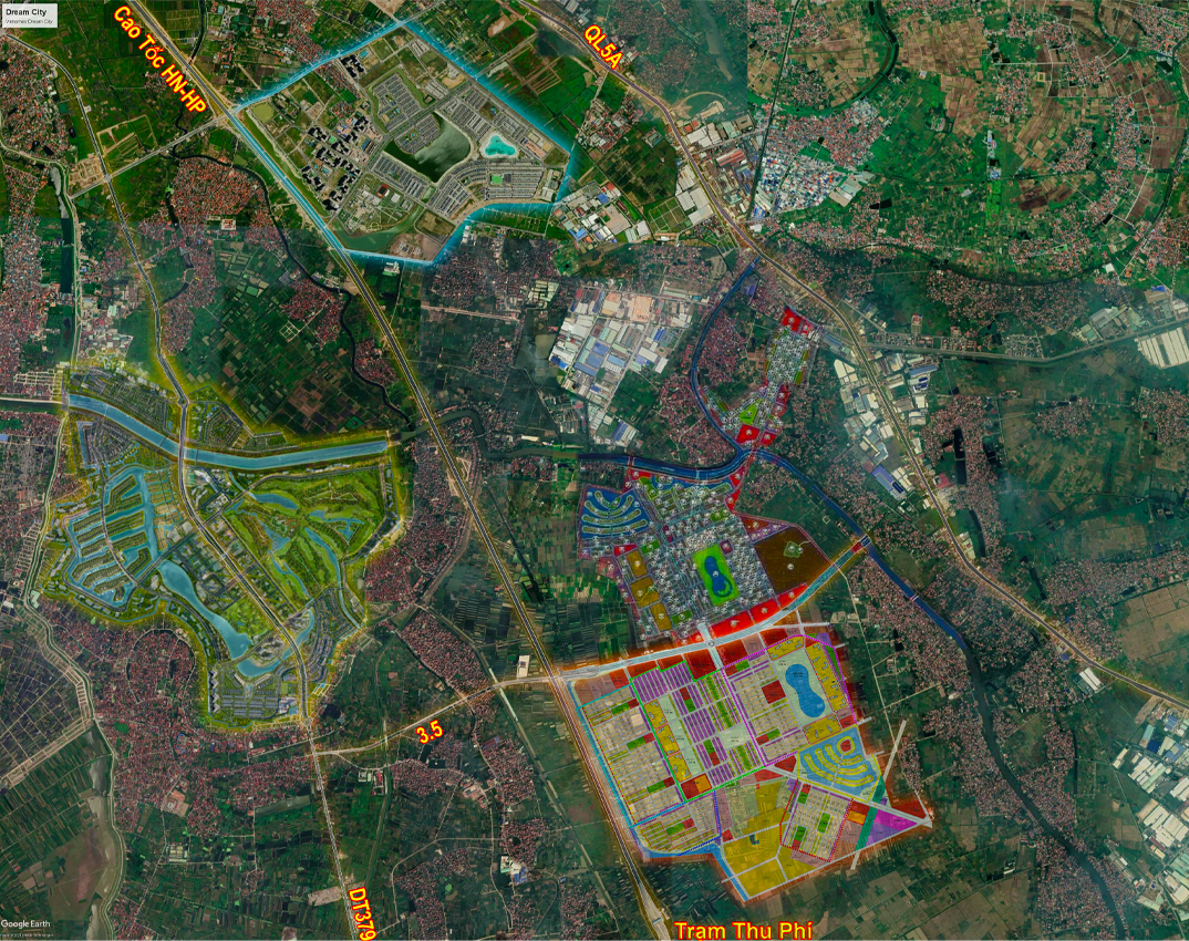 Vinhomes Ocean Park 1 (trên) cận kề với Vinhomes Ocean Park 2 (dưới)