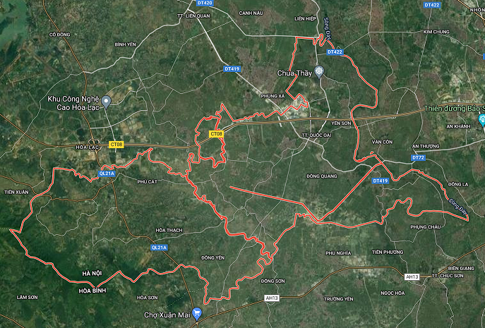 Vị trí địa lý của huyện Quốc Oai, thành phố Hà Nội