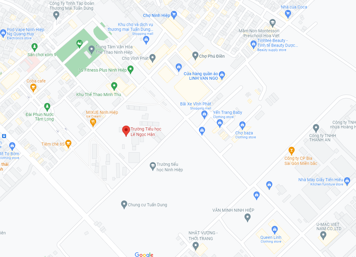 Vị trí trường Tiểu học Lê Ngọc Hân ở Ninh Hiệp, Gia Lâm, Hà Nội