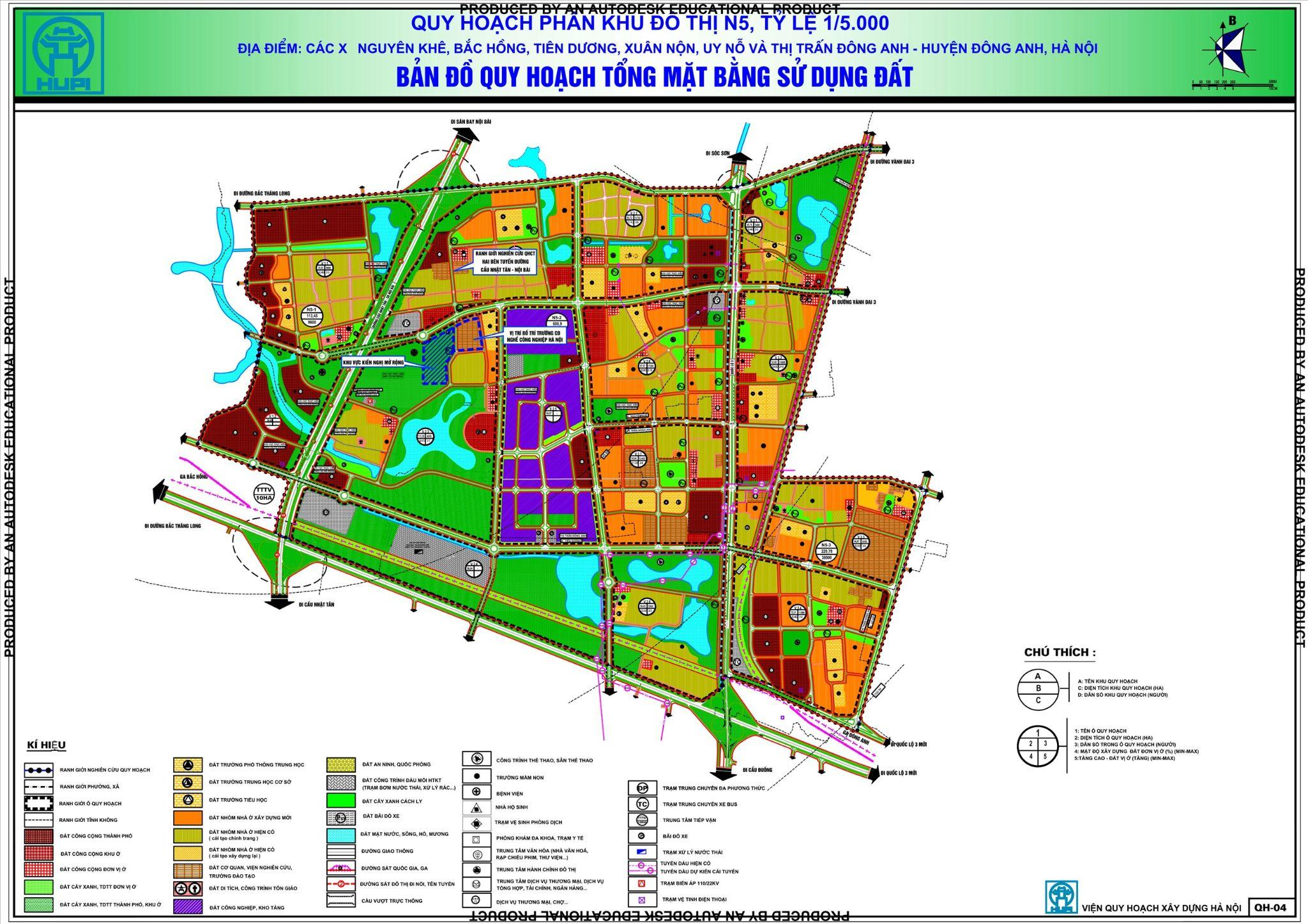 Bản đồ quy hoạch phân khu N5 tại xã Tiên Dương