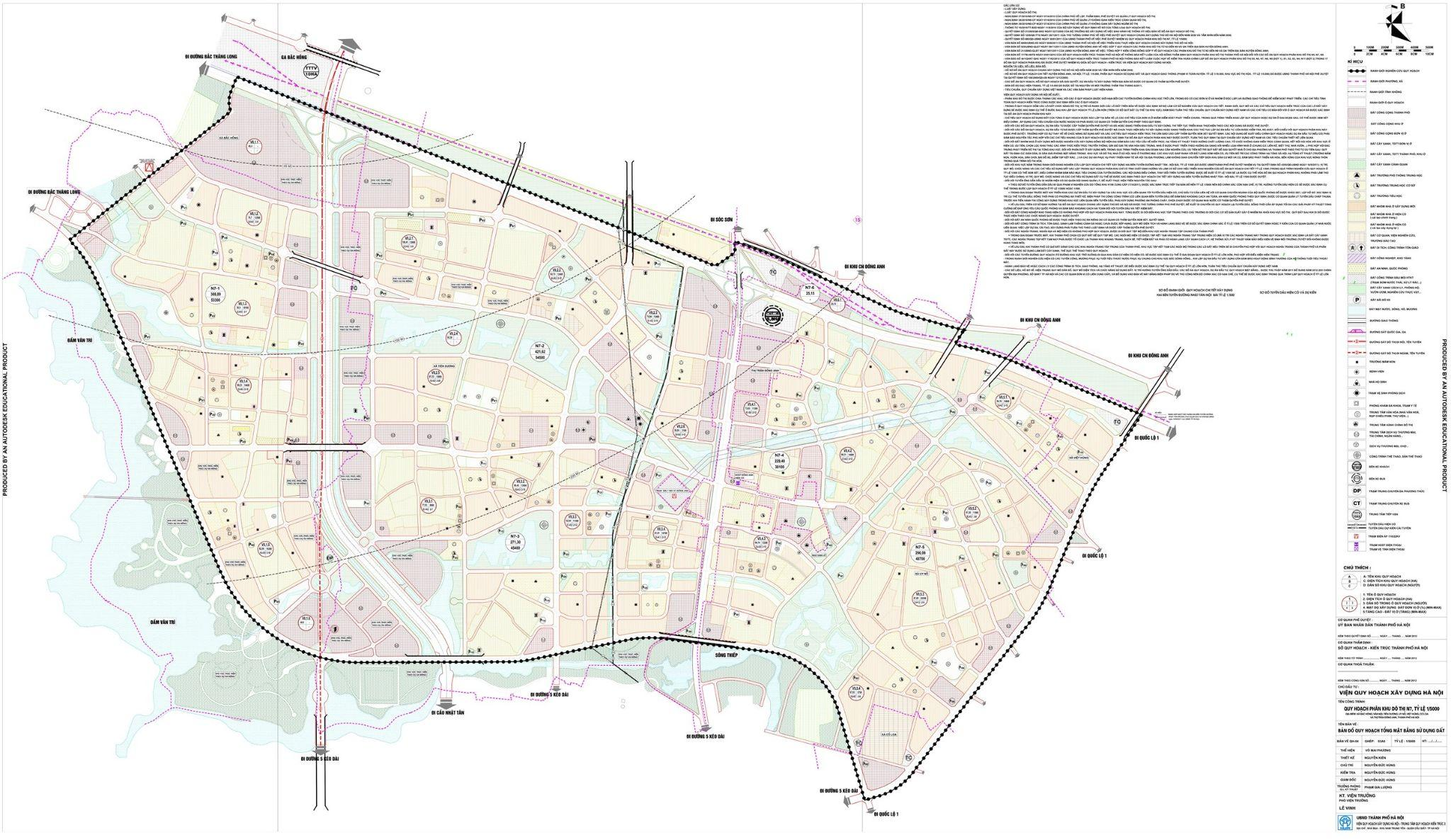 Bản đồ quy hoạch phân khu N7 tại xã Tiên Dương