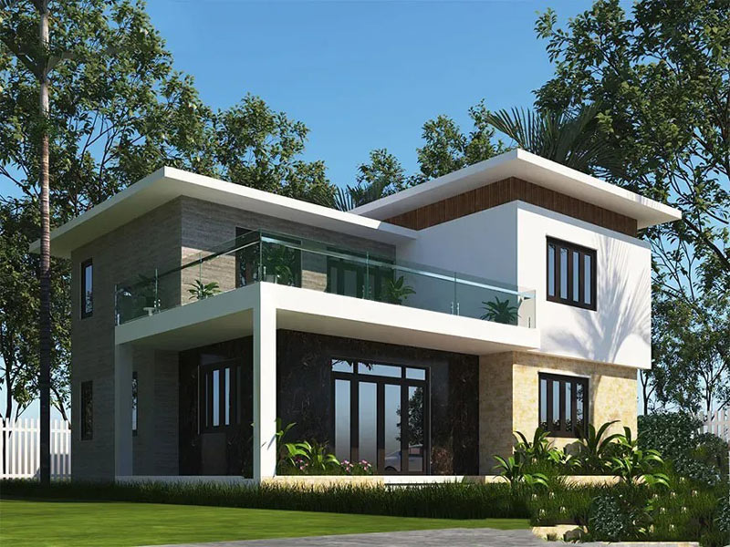 nha-2-tang-o-nong-thon-11 Mẫu nhà ống 2 tầng nông thôn có gác lửng