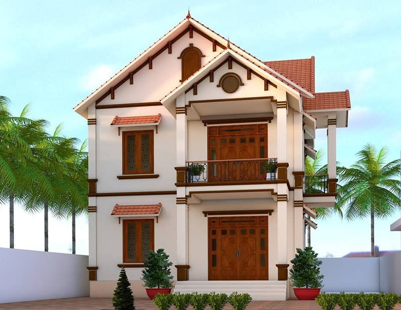 nha-2-tang-o-nong-thon-4 Mẫu nhà 2 mái nông thôn