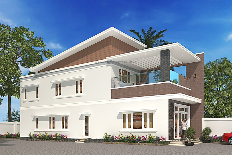 nha-2-tang-o-nong-thon-9 Mẫu nhà 2 tầng nông thôn mái thái lệch