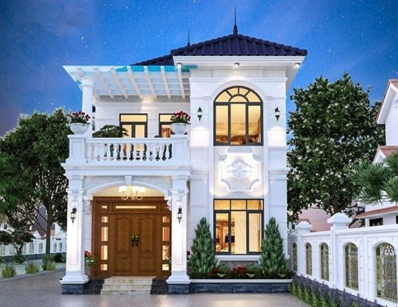 Mẫu nhà 2 tầng tân cổ điển hiện đại