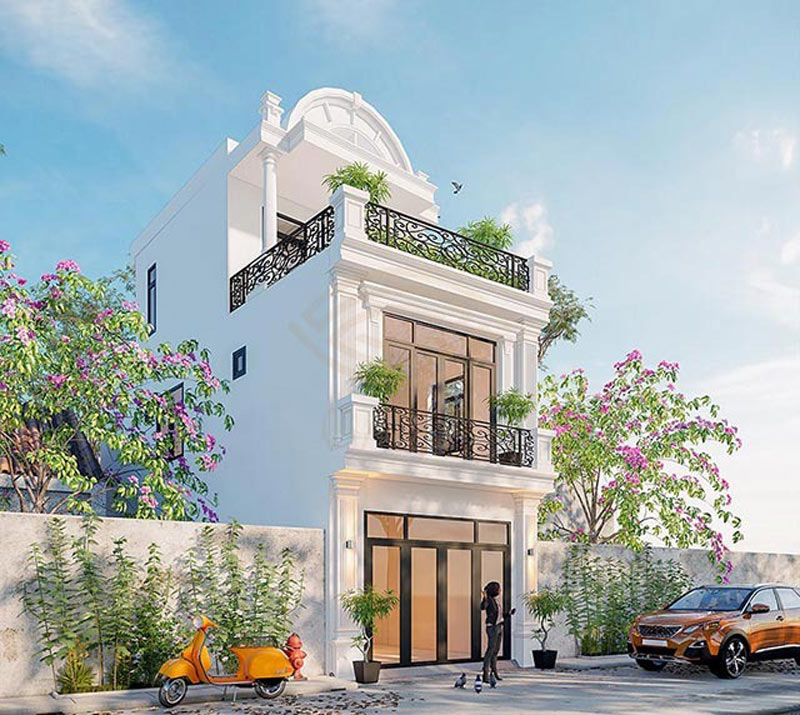 Mẫu nhà tân cổ điển 2 tầng 1 tum