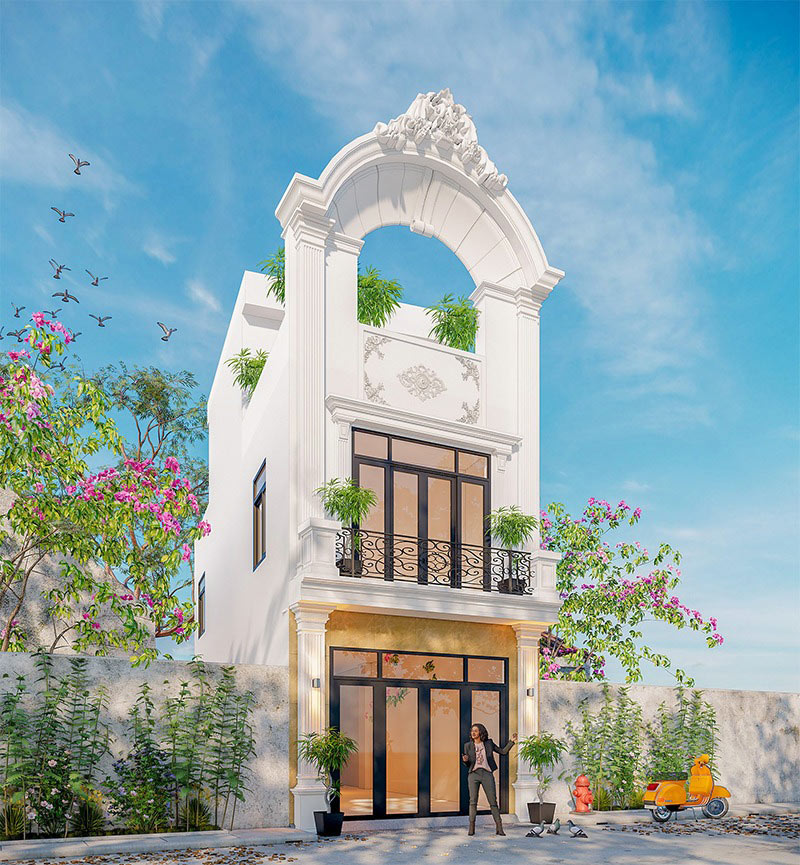 Mẫu nhà tân cổ điển 2 tầng 1 tum