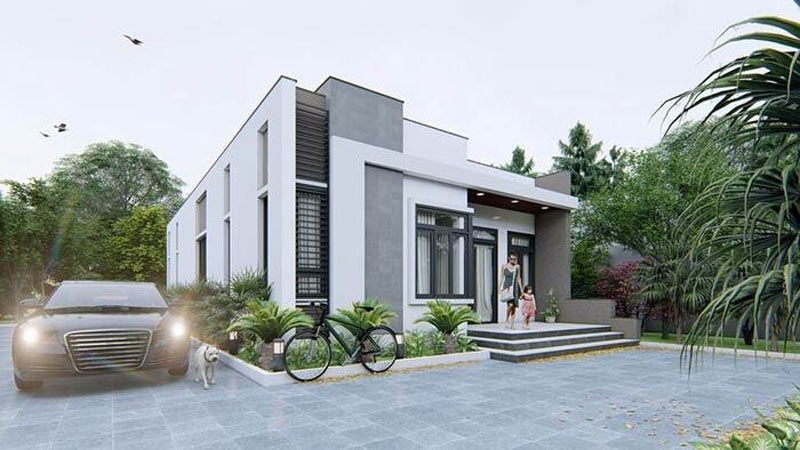 Mẫu nhà cấp 4 ngang 8m đẹp 1