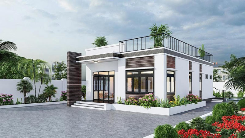 Thiết kế nhà cấp 4 có sân thượng đẹp