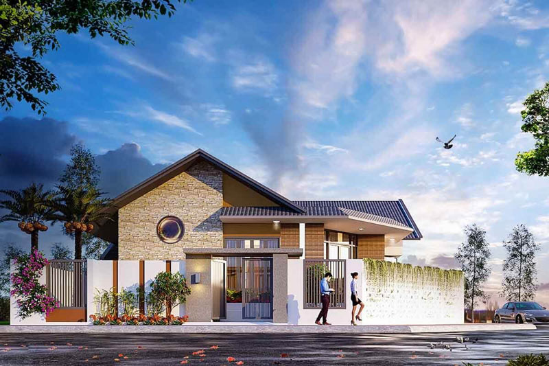 Mẫu nhà cấp 4 2 mặt tiền