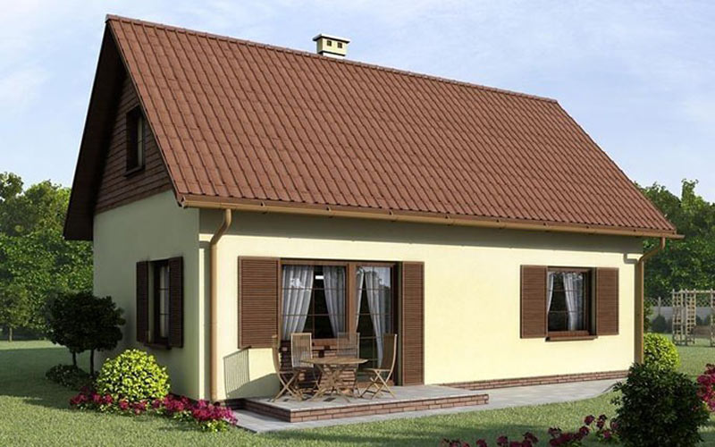 Mẫu nhà cấp 4 2 mái xuôi