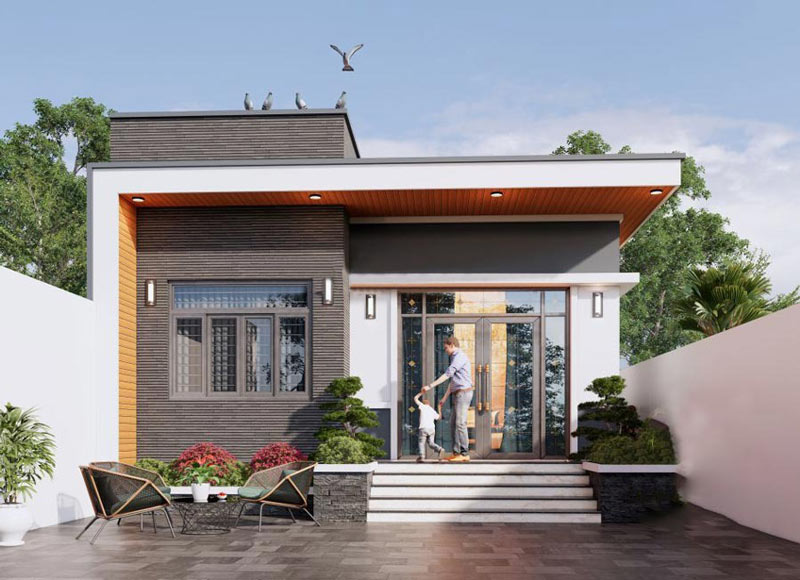 nhà mái bằng cấp 4 đơn giản