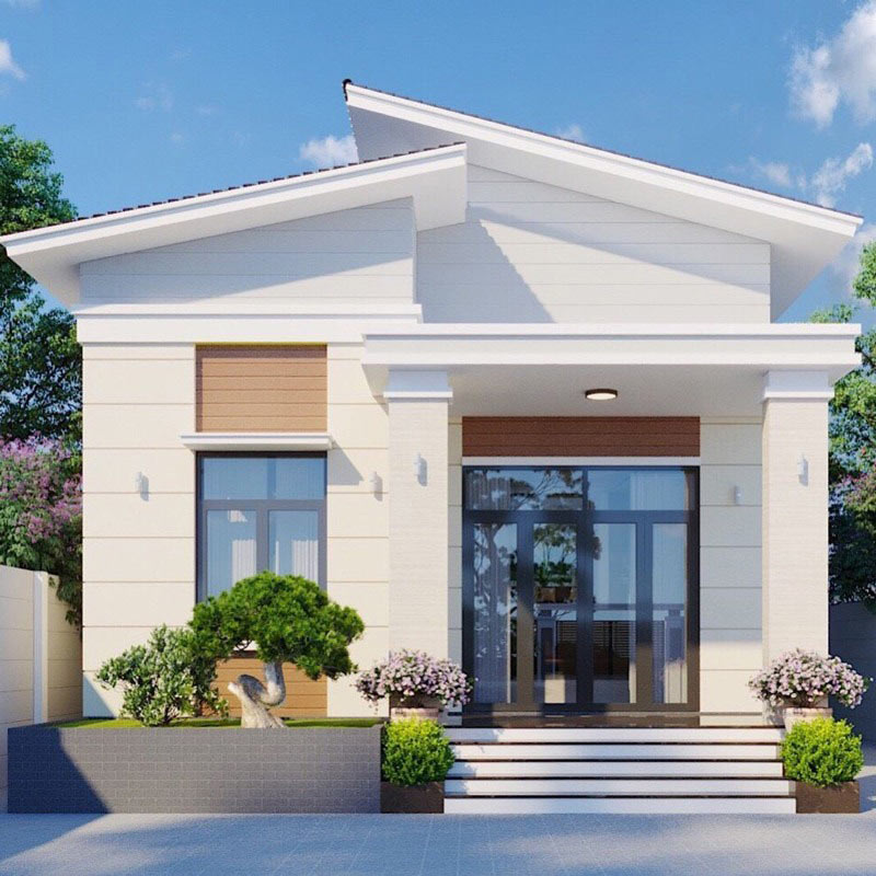 Mẫu nhà cấp 4 mái lệch 3 phòng ngủ đẹp