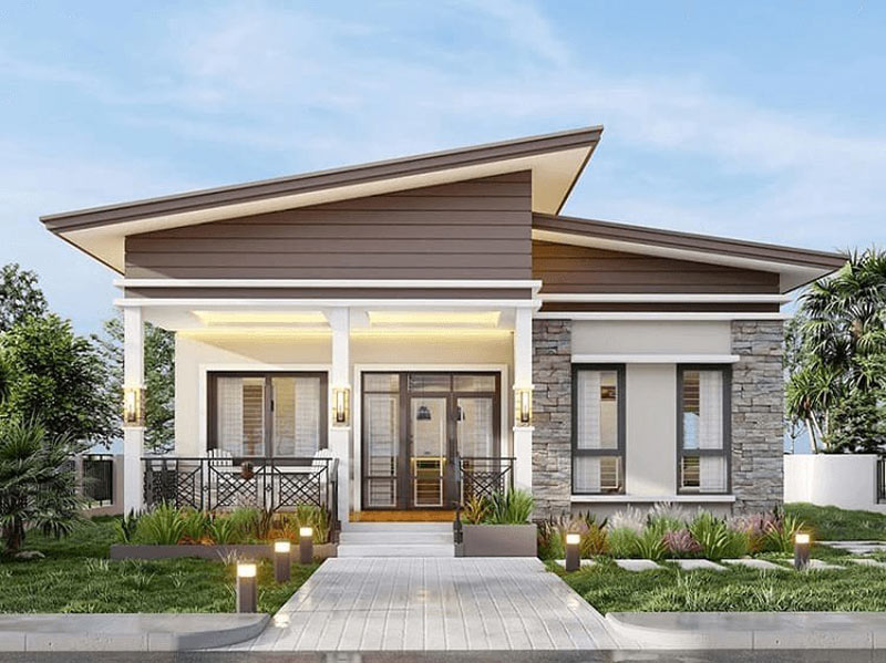 nhà cấp 4 mái lệch hiện đại