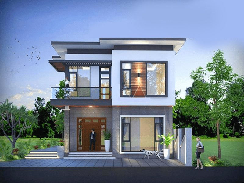 nha-chu-l-2-tang-8 Mẫu nhà 2 tầng chữ L mái bằng