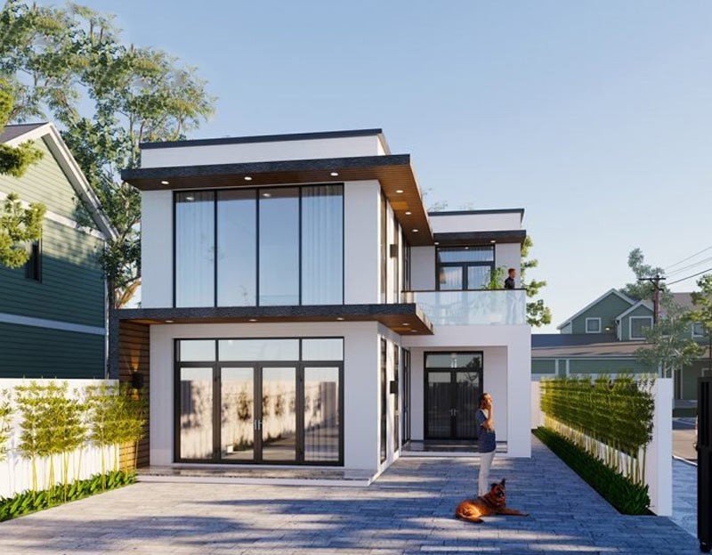 nha-chu-l-2-tang-9 Mẫu nhà 2 tầng chữ L mái bằng