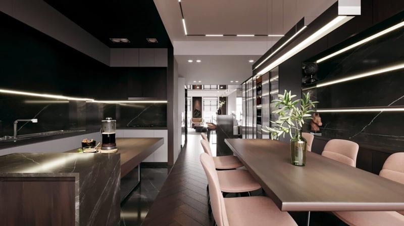 nha-huong-tay-dat-bep-huong-nao-6 Tránh đặt bếp đối diện cửa chính hoặc cửa phòng ngủ