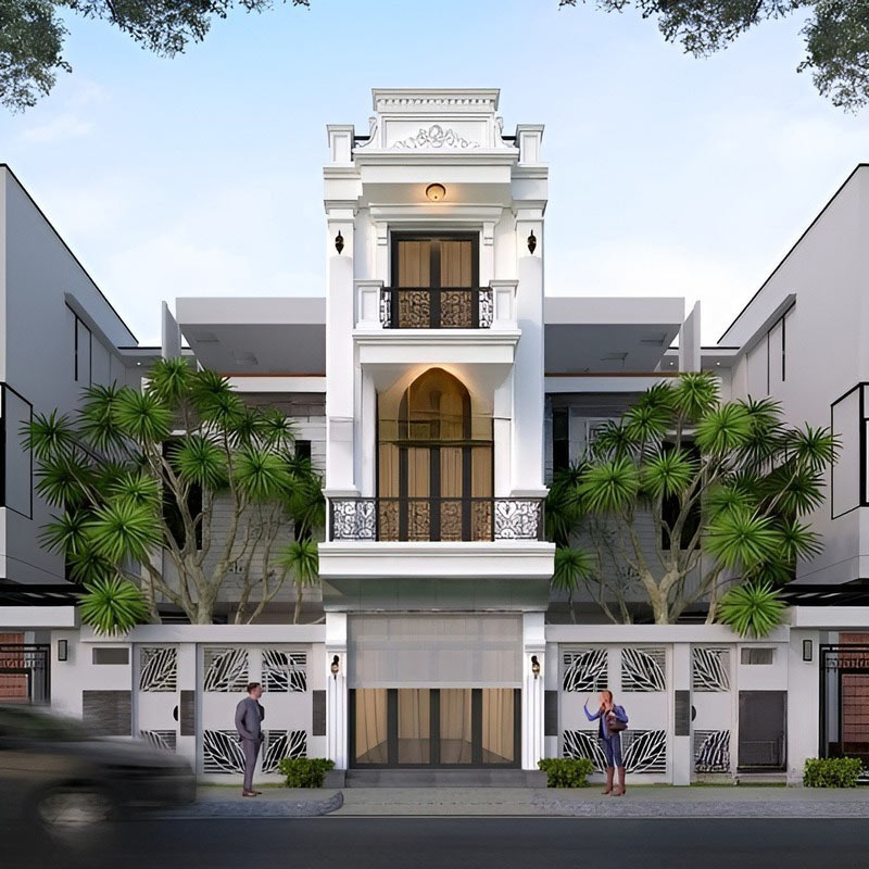 nha-ong-3-tang-tan-co-dien-12 Mẫu tân cổ điển 3 tầng có gara ô tô