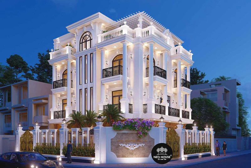 nha-ong-3-tang-tan-co-dien-14 Mẫu nhà phố tân cổ điển 3 tầng 2 mặt tiền