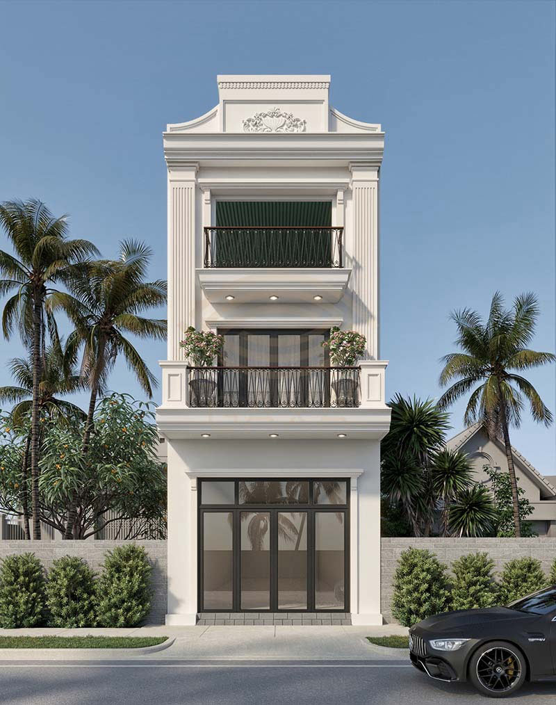 nha-ong-3-tang-tan-co-dien-7 Mẫu nhà ống tân cổ điển 3 tầng mái Thái