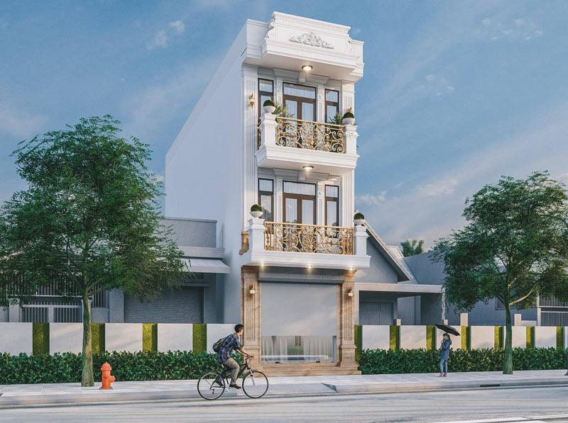 nha-ong-3-tang-tan-co-dien-9 Mẫu nhà ống tân cổ điển 3 tầng mái bằng