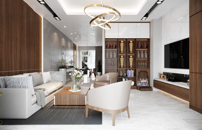 thiet-ke-phong-khach-lien-ke-bep-5 Thiết kế phòng khách liền bếp nhà cấp 4