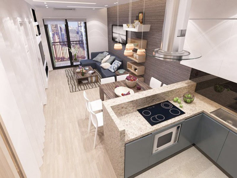 thiet-ke-phong-khach-lien-ke-bep-7 Thiết kế phòng khách và bếp chung cho nhà nhỏ đẹp