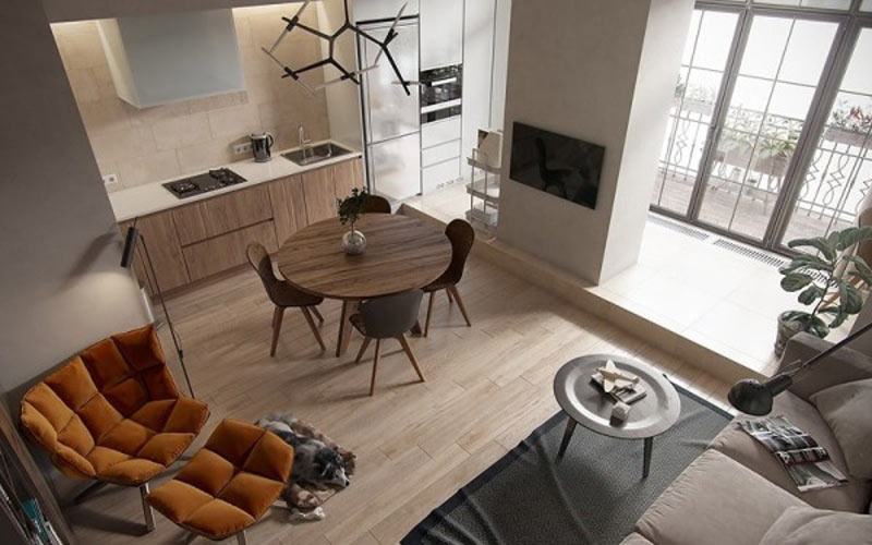 thiet-ke-phong-khach-lien-ke-bep-9 thiết kế phòng khách liền bếp 15m2