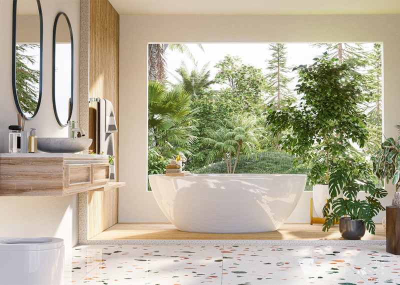 trang-tri-nha-ve-sinh-5 Trang trí phòng tắm với cây xanh