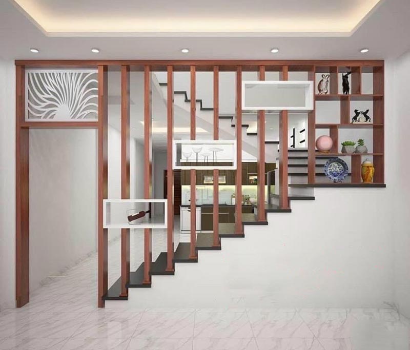 Mẫu vách ngăn cầu thang tam cấp, vách cầu thang giật cấp