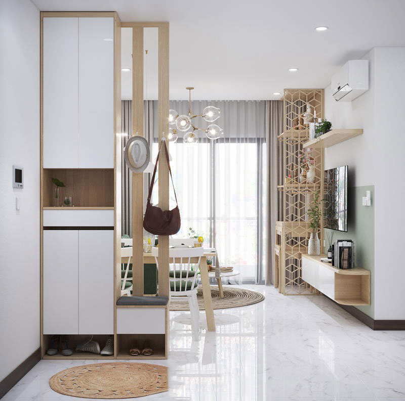 Vách ngăn phòng khách và bếp chung cư