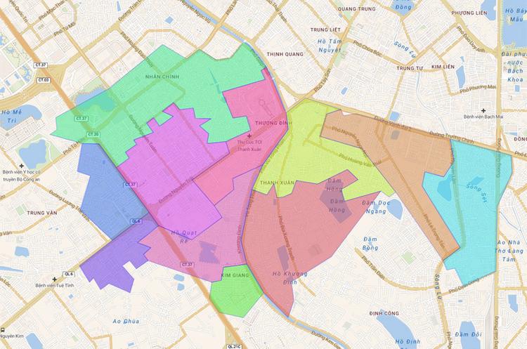 Bản đồ hành chính quận Thanh Xuân - Hà Nội