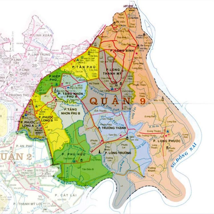 bản đồ hành chính quận 9