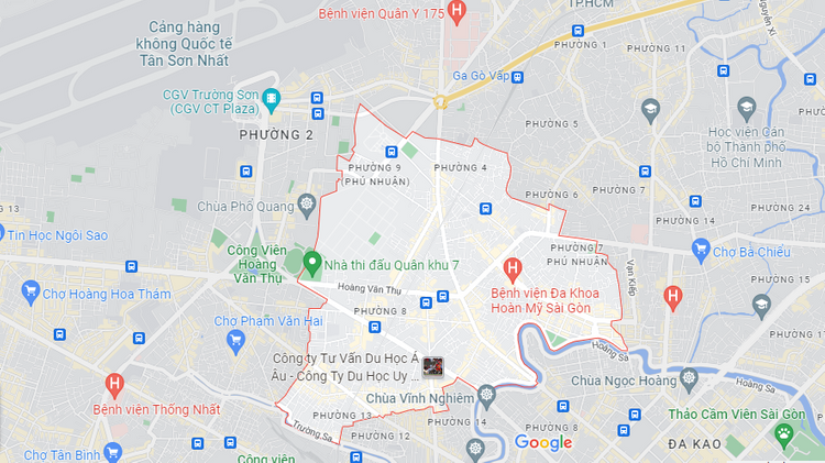 Bản đồ Quận Phú Nhuận trên nền Google Maps