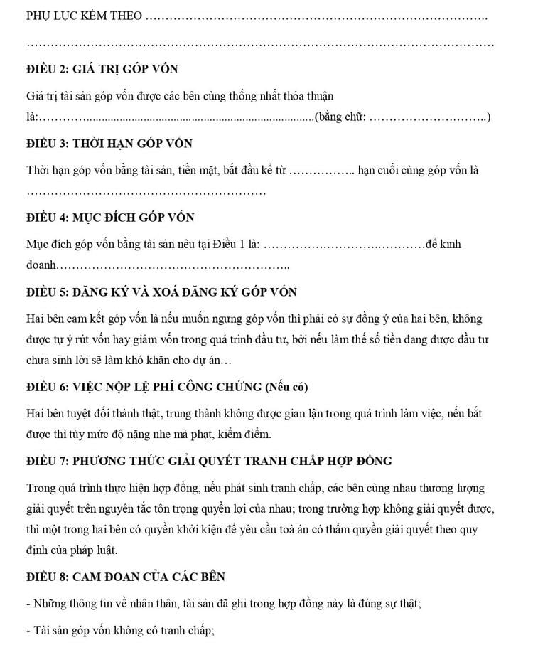 Mẫu hợp đồng góp vốn mua đất trang 2