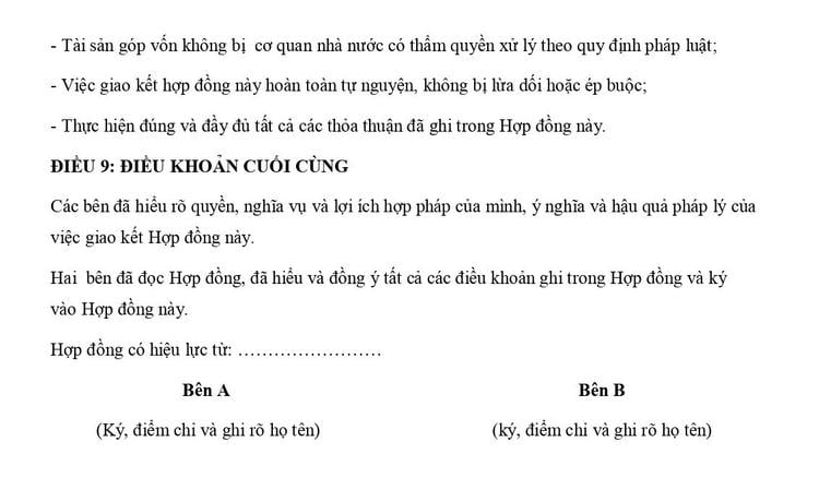 Mẫu hợp đồng góp vốn mua đất trang 3