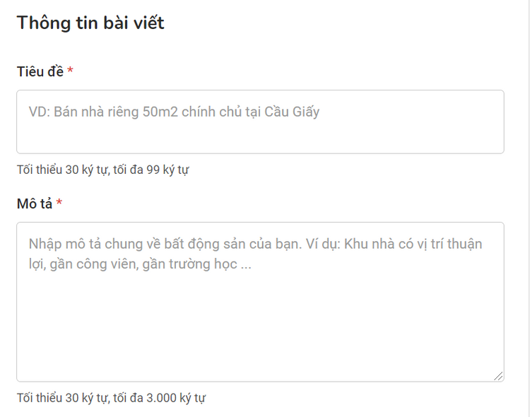 tiêu đề tin rao