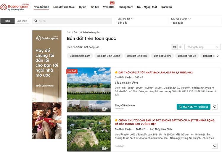 Các tìm khách hàng mua đất qua website đăng tin bất động sản