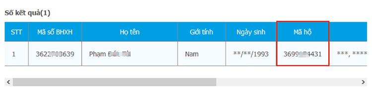 “Mã hộ” chính là số sổ hộ khẩu của bạn.