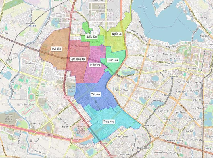 Bản đồ hành chính Quận Cầu Giấy - Hà Nội