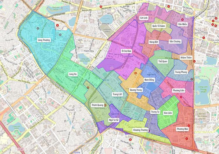 Bản đồ hành chính quận Đống Đa - Hà Nội