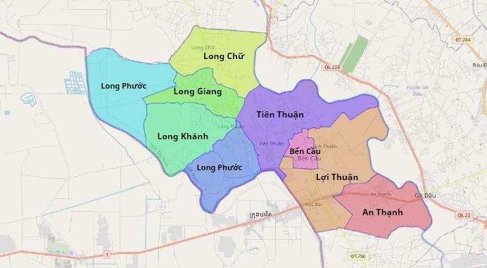 Bản đồ hành chính huyện Bến Cầu