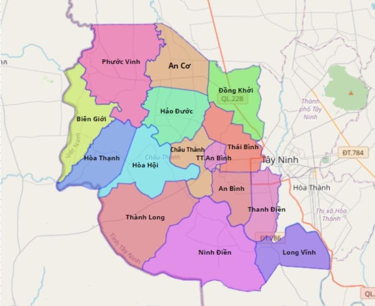 Bản đồ hành chính huyện Châu Thành