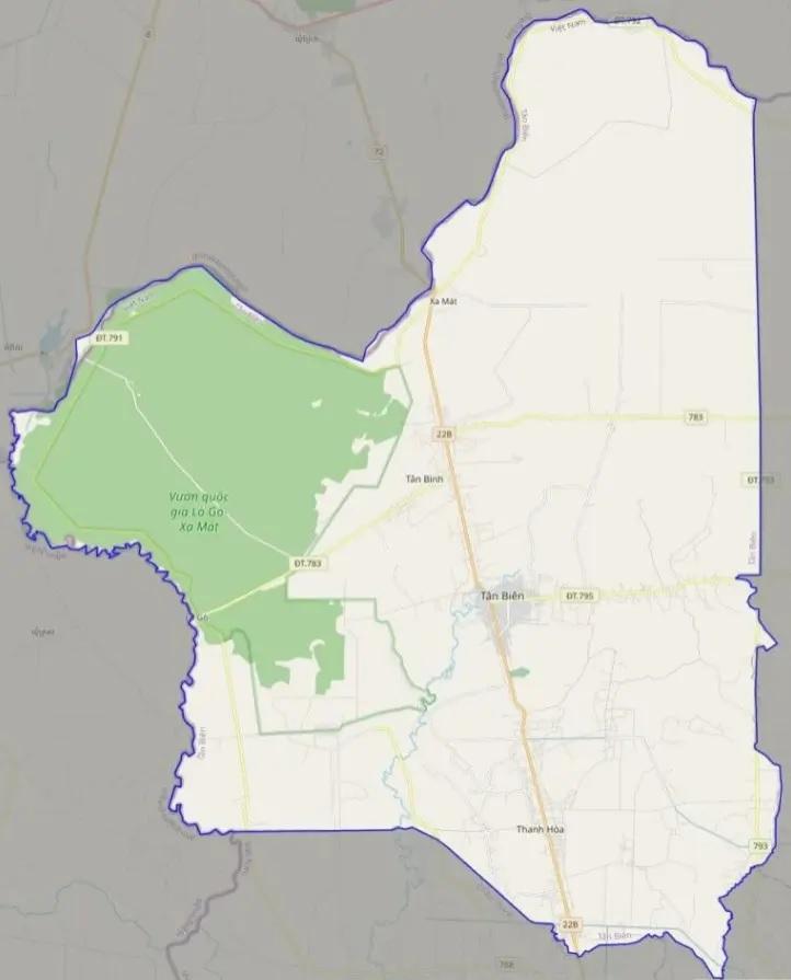 Bản đồ giao thông huyện Tân Biên.