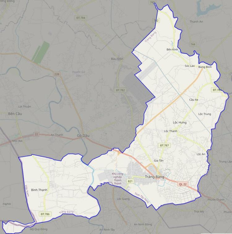 Bản đồ giao thông thị xã Trảng Bàng.