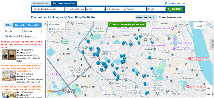 Bản đồ phòng trọ, chung cư Hà Nội