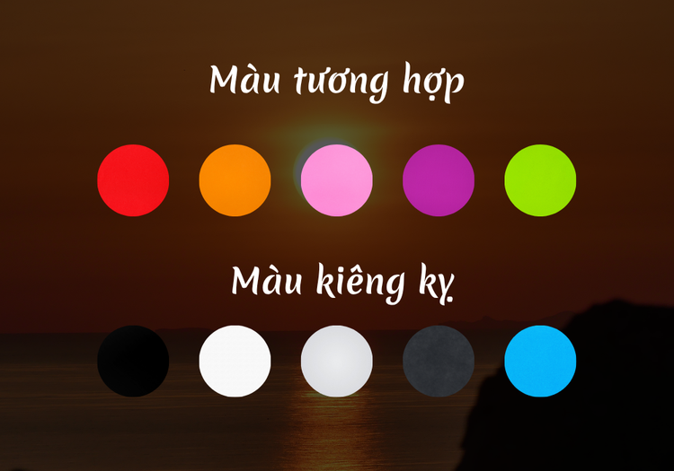 Bảng màu hợp kỵ mệnh Thiên Thượng Hỏa